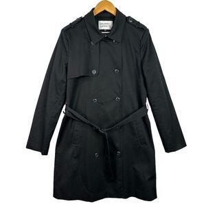 Galeries Lafayette Black Trench Coat Women’s 40 / M Parisian Chic Belted